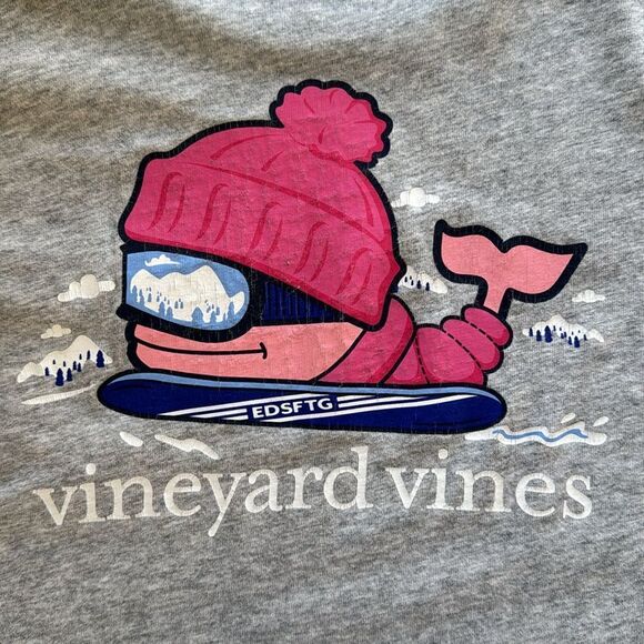 Girls Vineyard‎ Vines Snowboarding Whale Shirt Gray Pink 100% Cotton XL (18) - Picture 1 of 12